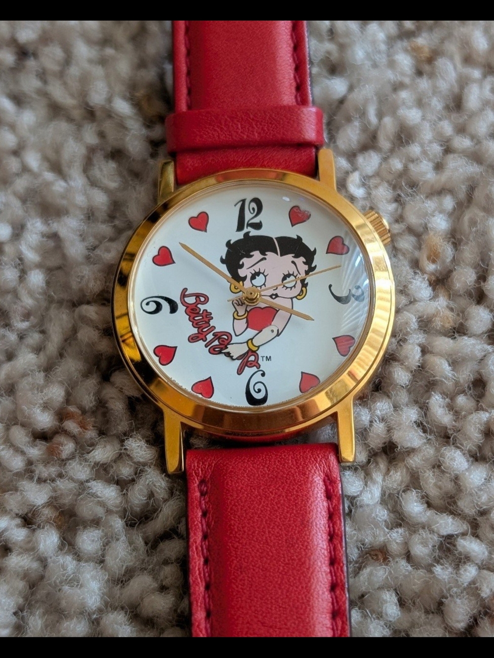 Betty Boop Red Strap Gold-Tone Watch
